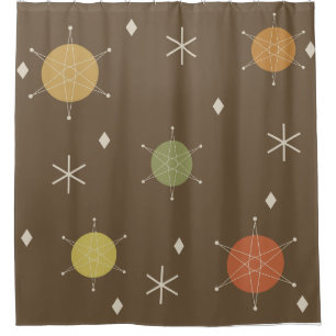 Rideaux De Douche Retro Mid Mod Starburst Sky Multicolore