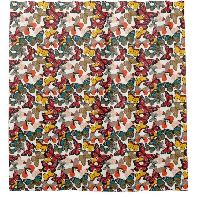 Rideaux De Douche Rétro motif floral (Devant)