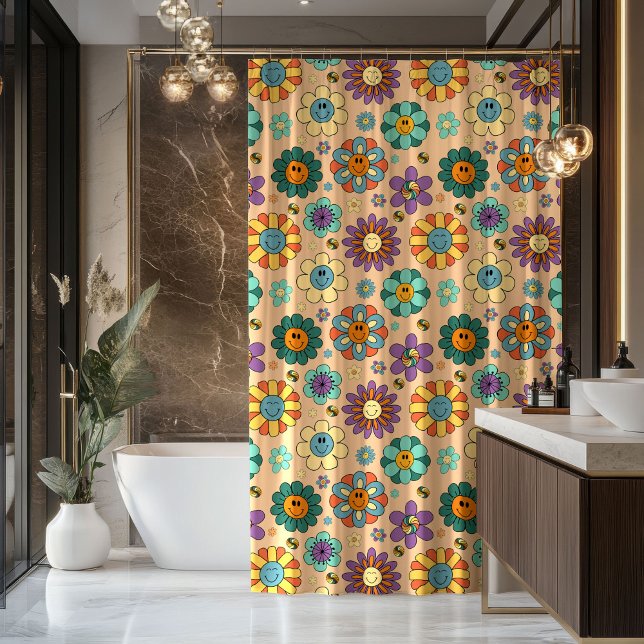 Rideaux De Douche Retro Pastel Curtain Funky 70s Bathroom Style (Retro Pastel Curtain Funky 70s Bathroom Style)