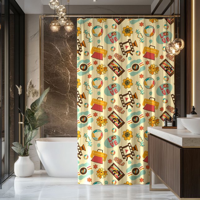Rideaux De Douche Retro Rainbow Curtain 70s Pastel Bathroom Joy (Retro Rainbow Curtain 70s Pastel Bathroom Joy)