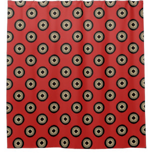 Rideaux De Douche Rétro style - motif rouge noir