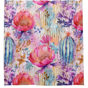 Rideaux De Douche Rêve de cactus floral doux