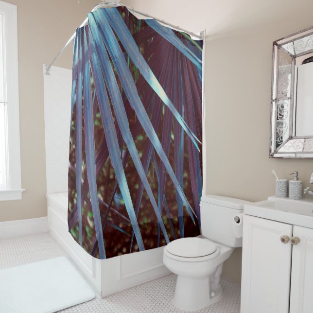 Rideaux De Douche Rêve de Palmetto Bleu (En situation)
