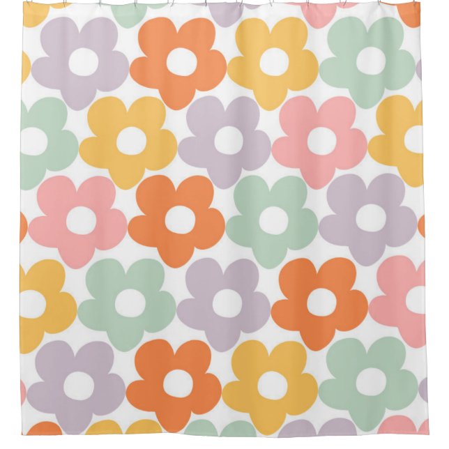 Rideaux De Douche Rêve Motif Retro Daisy #1 #décoration #art  (Devant)