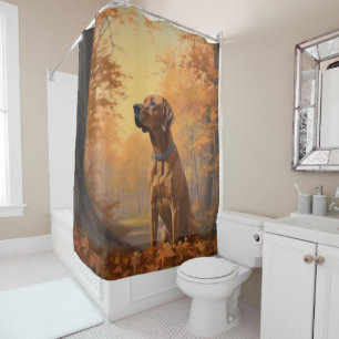 Rideaux De Douche Rhodesian Ridgeback à l'automne Feuilles automne I