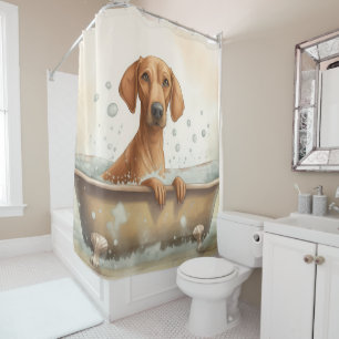 Rideaux De Douche Rhodesian Ridgeback dans la baignoire Aquarelle Ar