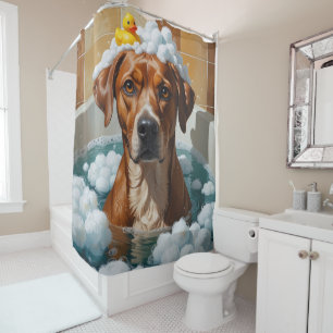 Rideaux De Douche Rhodesian Ridgeback Déguenillé Endormi Mignon Drôl
