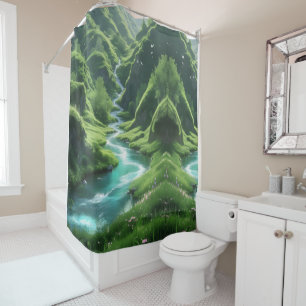 Rideaux De Douche "Rivière de la Tranquillité - Collines enchantées