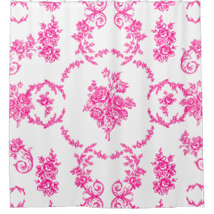 Rideaux De Douche rococo floral botanique antique orné rose