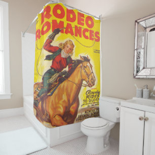 Rideaux De Douche Rodéo Western Rodéo Cowgirl Roping Rodéo Romance