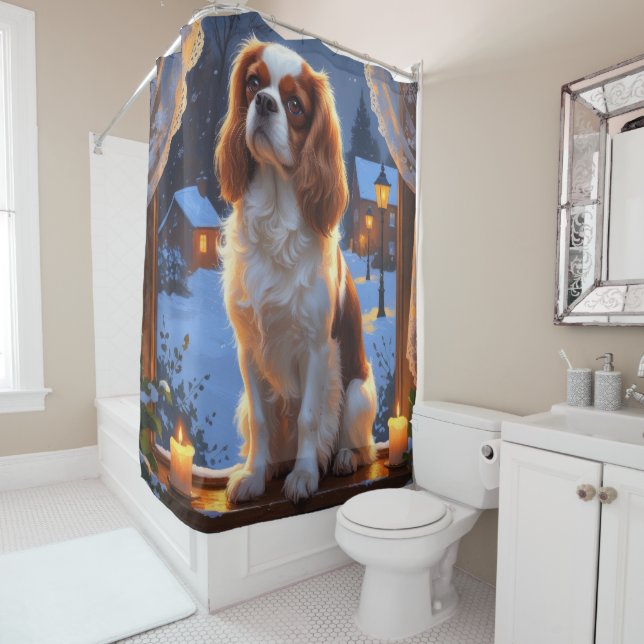 Rideaux De Douche Roi Cavalier avec lumières de Noël (En situation)