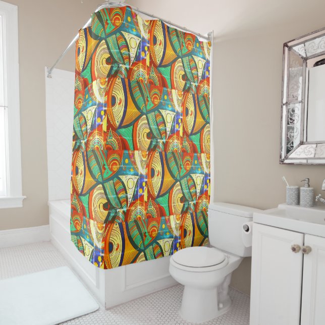 Rideaux De Douche RokcloneDesigns 2024 Art Intelligence Africaine (En situation)