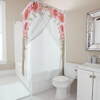 Rideaux De Douche Romantic Rose Arch Floral Shower Curtain