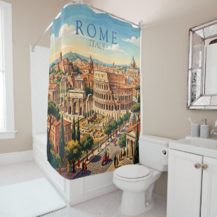 Rideaux De Douche Rome Italie Colisée Voyage Art Vintage