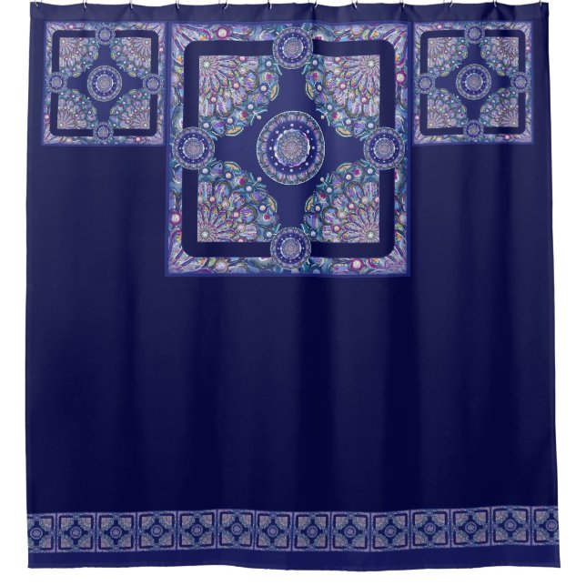 Rideaux De Douche Rosace bleue (Devant)