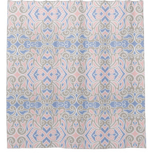 Rideaux De Douche Rose assez décoratif et bleu de motif