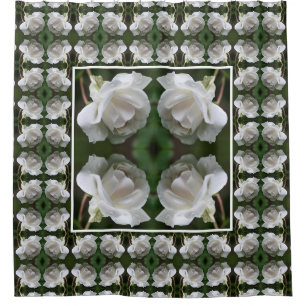 Rideaux De Douche Rose blanche avec gouttes de pluie Abstraite
