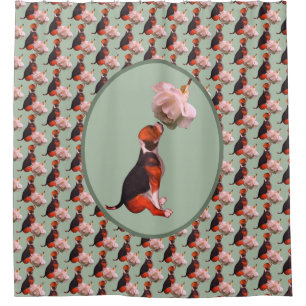 Rideaux De Douche Rose blanche beagle