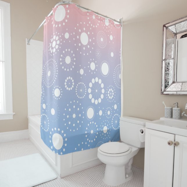 Rideaux De Douche Rose bleu et poussiéreux Retour et Abstrait étoile (En situation)