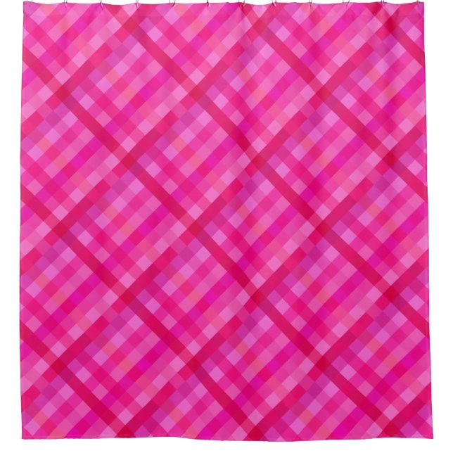 Rideaux De Douche Rose chaud et lavande plaid (Devant)