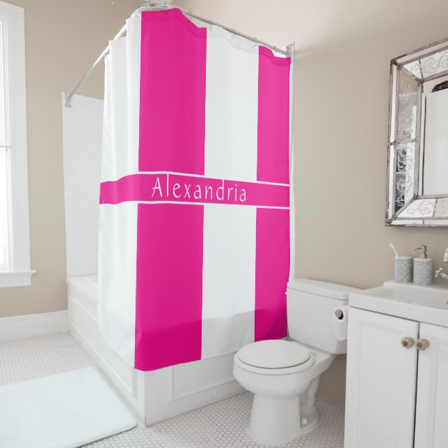 Rideaux De Douche Rosé chaud personnalisé trié (En situation)