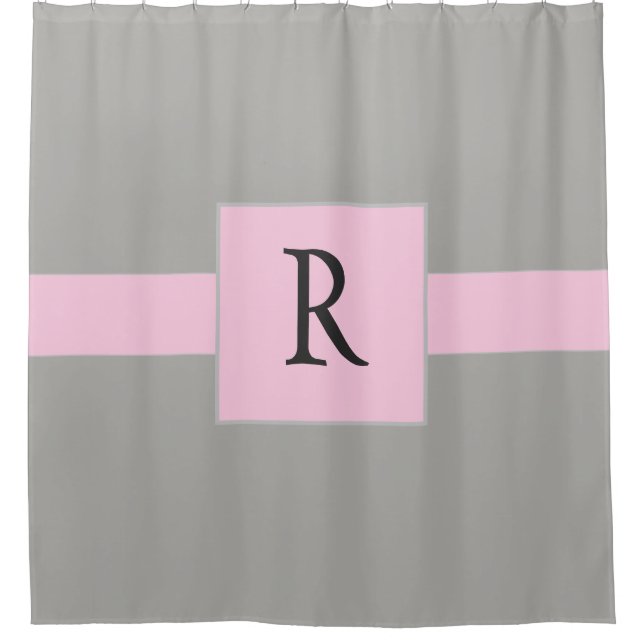 Rideaux De Douche Rose classique et gris (Devant)