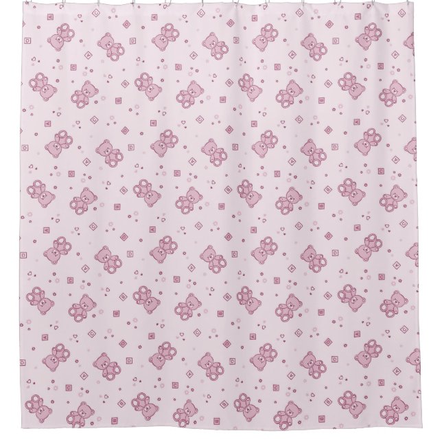 Rideaux De Douche Rose d'arrière - plan de nounours (Devant)