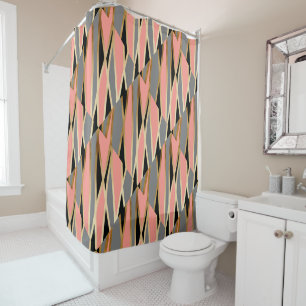 Rideaux De Douche rose de corail gris poussin d'abrégé sur de noir