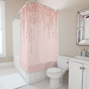 Rideaux De Douche Rose de luxe Gold Sparkly Glitter Fringe