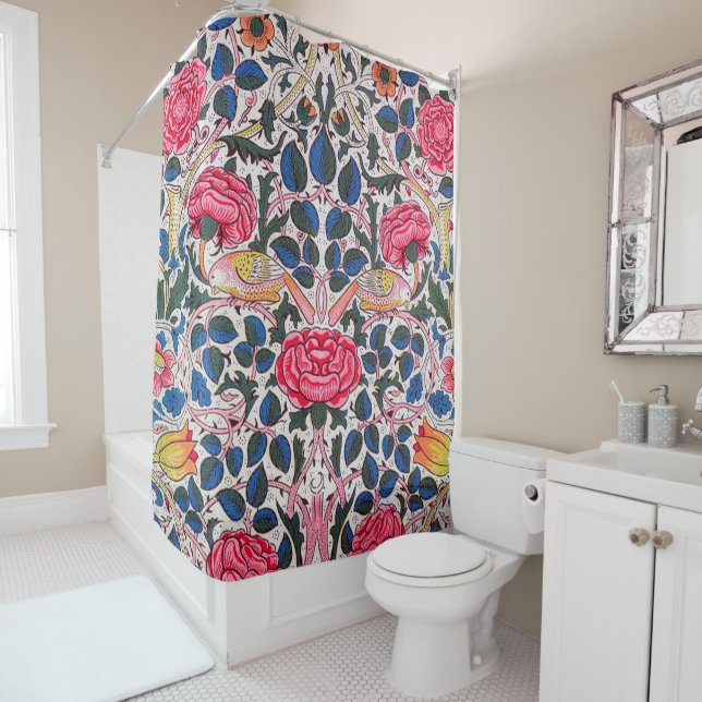 Rideaux De Douche Rose et Bird, William Morris (En situation)