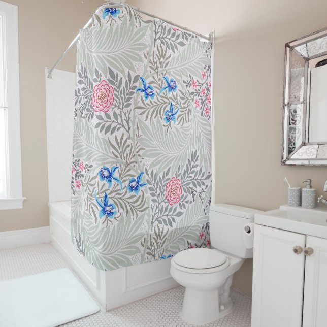 Rideaux De Douche Rose et Larkspur, William Morris (En situation)