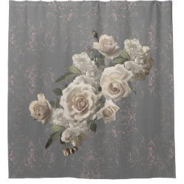 Rideaux De Douche Rose et marbre texture florale