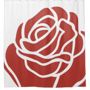 Rideaux De Douche Rose florale simple rouge