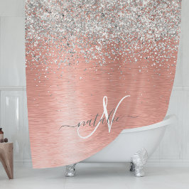 Rideaux De Douche Rose Gold brossé Parties scintillant métallique No