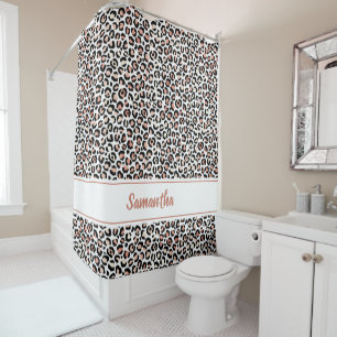 Rideaux De Douche Rose Gold Chic Imprimé Léopard Personnalisé
