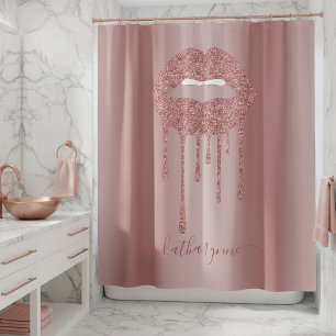 Rideaux De Douche Rose Gold Luxury Parties scintillant Lèvres à gout