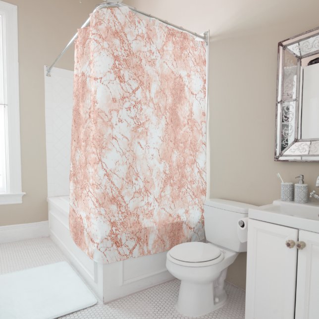 Rideaux De Douche Rose Gold Marble Parties scintillant 2 (En situation)