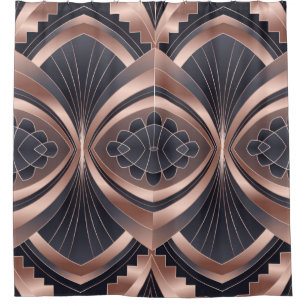 Rideaux De Douche Rose Gold Navy Géométrique Néo Art Déco