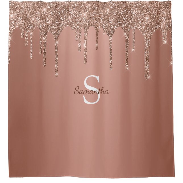 Rideaux De Douche Rose Gold Parties scintillant Drives Sparkle Monog (Devant)