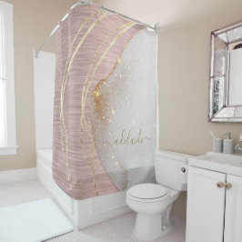 Rideaux De Douche Rose Gold Parties scintillant Monogramme Nom Scrip