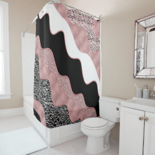 Rideaux De Douche Rose Gold Rose Abstrait Moderne Vague Tendance Gla