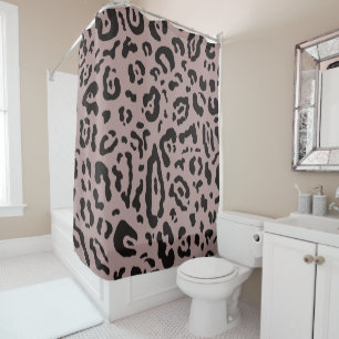 Rideaux De Douche Rose Mauve Rose Pailleté Imprimé Animal Léopard Gu