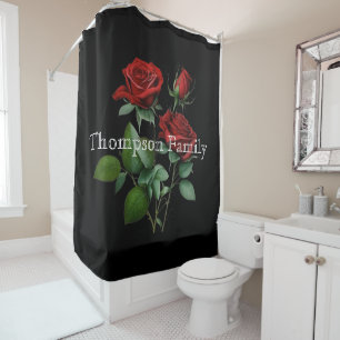 Rideaux De Douche Rose monogrammé moderne l Noir