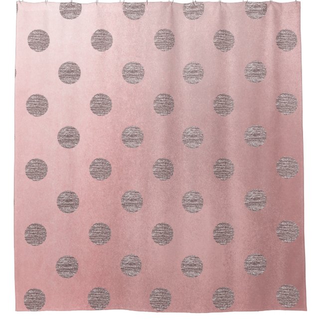 Rideaux De Douche Rose or rose brillant glam Pois moderne chic (Devant)