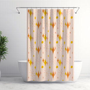 Rideaux De Douche Rose, Orange, Jaune Motif Starburst Milieu du Sièc