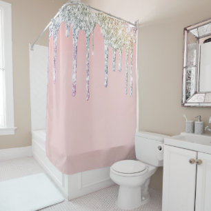 Rideaux De Douche *~* Rose Pâle Pastel OMBRE PAILLAGE Goutte Magenta