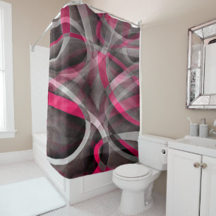 Rideaux De Douche Rose rose et gris funky des années quatre-vingt