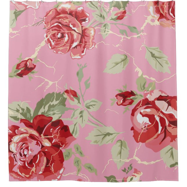 Rideaux De Douche Rose rouge cerise (Devant)