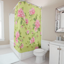 Rideaux De Douche Rose vert floral moderne