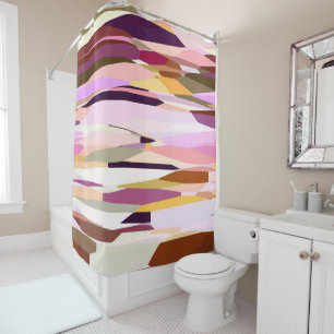Rideaux De Douche Rose, violet et orange abstrait